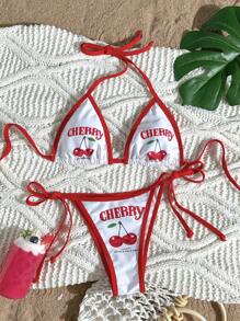 Swim Mod Women's Localized Print Halter Sexy Bikini Set, Summer - Multicolor - View 1