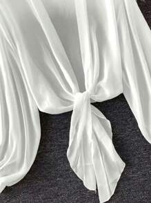 Arcane Artistry Women's Summer Lightweight Lantern Sleeve Tie Front Kimono Cardigan