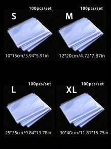100 Stück PVC-Schrumpfbeutel - transparente Schrumpffolie zum Verpacken, Versiegeln & Aufbewahren, staubdichte Plastikbeutel für Zuhause, Büro, Reisen, Küche, Bad (10x15cm, 12x20cm, 25x35cm, 30x40cm) - Geschenkverpackung, Ordnung & Haushaltsgebrauch