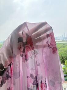 Elenzga 浪漫玫瑰网眼印花束腰吊带背心 - 淡紫色 - 查看 7