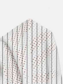 SHEIN EZwear 女士休闲V领宽松短款5/7袖网眼T恤，适合夏季运动街头风格，数字79条纹印花 - 彩色 - 查看 6