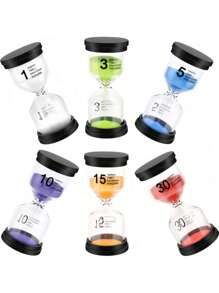 1/4/6pcs (Random Color) Colored Timer, 1/3/5/10/15/30 Minutes Sandclock Timer, Suitable For Games, Classrooms, Home Offices And Multiple Scenarios Best Gifts Birthday - Multicolor - View 2