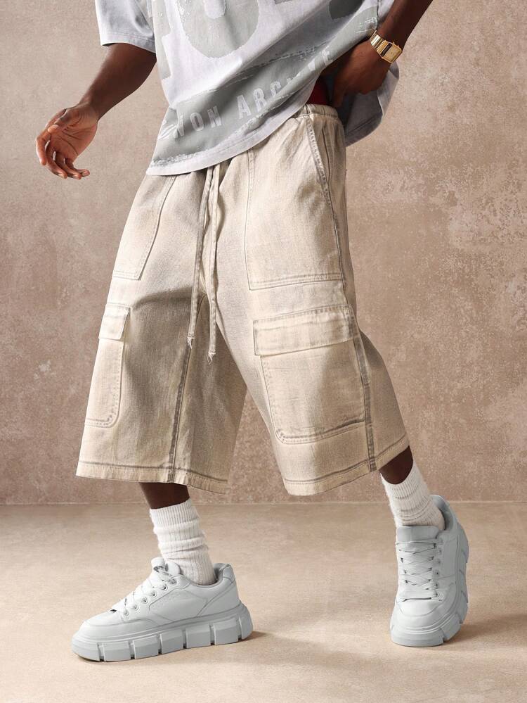 Oversized Wide Leg Carpenter Denim Shorts