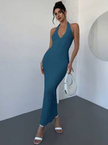 Firerie Romantic Apricot Texture Fabric Wrap V-Neck Tight Fit Maxi Dress, Elegant Date Night Outfit For Spring & Summer,Bodycon Dress