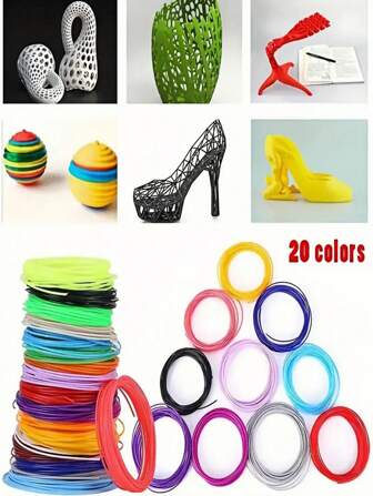 PLA Filament 10st/20st Willekeurige Kleur 3D Pen Filament Refill 1.75mm - Hoge Kwaliteit, Compatibel Met De Meeste 3D Pennen, Perfect Voor Doe-Het-Zelf Ambachten, Kunstprojecten En Creatieve Ontwerpen - Soepel & Gemakkelijk Te Gebruiken