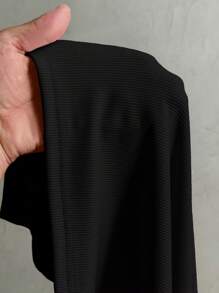 Slaydiva Đầm suông hở vai màu hồng rộng rãi, hở vai, dáng rộng, size lớn thời trang Early Spring Resort - màu đen - Xem 8