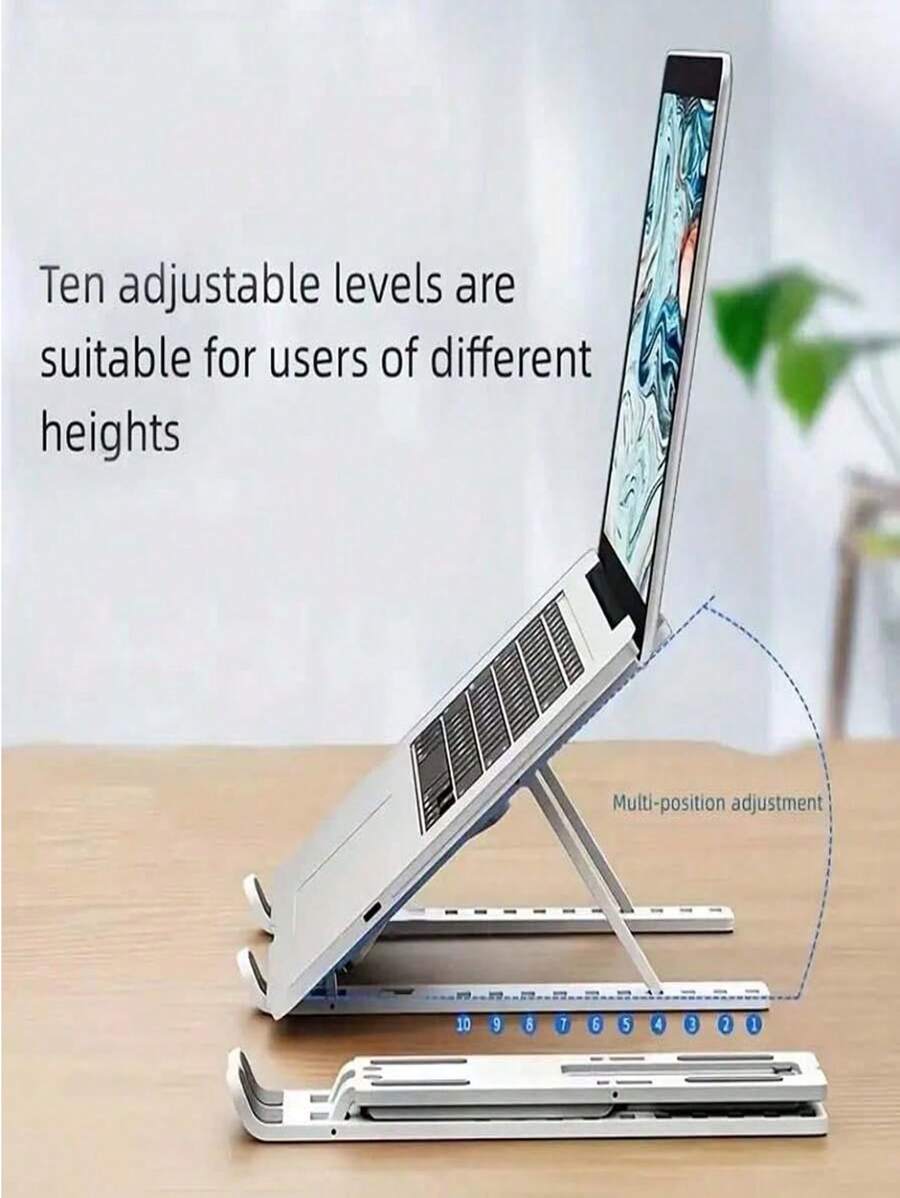 Single-Fork Foldable Laptop Stand, Adjustable Height Cooling Pad Holder, Suitable For All Laptops, Made Of ABS - Multicolor - View 1