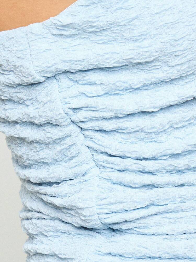 Shirred Textured Stretchy Tube Tops Are Strapless Ruched