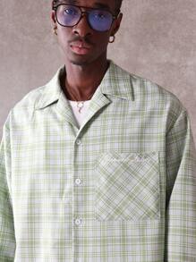 SUMWON 格纹印花超大纽扣复古风格短夹克休闲春季街头服饰轻便上衣