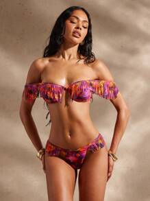 Hauture Women's Floral Print Fringed Design Bikini Bottom Swimwear For Summer Beach - Multicolor - View 3