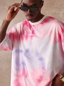 Sumwon Project Boxy Fit Oversized Tie Dye Summer T-Shirt With Varsity Numbers Relaxed Street Style Hip Hop Festival Wear - Multicolor - View 5