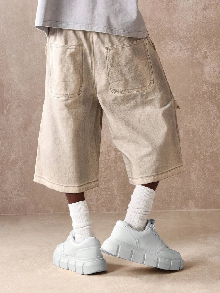 Oversized Wide Leg Carpenter Denim Shorts