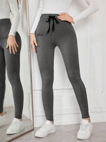 Modelyn 女士纯色时尚夏季紧身裤 - 深灰色 - 查看 7