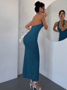 Firerie Romantic Apricot Texture Fabric Wrap V-Neck Tight Fit Maxi Dress, Elegant Date Night Outfit For Spring & Summer,Bodycon Dress