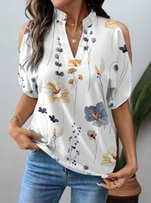 INAWLY Solva 夏季休闲花卉印花露肩衬衫 - 彩色 - 查看 4