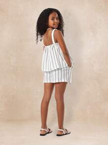 SUMWON Conjunto de top de tirantes y shorts a rayas de verano, conjunto de ropa informal de dos piezas para vacaciones, playa, resort, con ajuste relajado y sin mangas, ideal para festivales y días de descanso