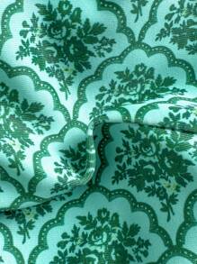 Swim Mod 1 pièce Top de bikini à bretelles spaghetti avec imprimé aléatoire pour femmes, idéal pour les vacances à la plage - Vert - Voir 5