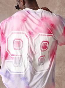 Sumwon Project Boxy Fit Oversized Tie Dye Summer T-Shirt With Varsity Numbers Relaxed Street Style Hip Hop Festival Wear - Multicolor - View 4