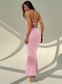 Aloruh 女士长裙，夏季时尚 - 粉色 - 查看 2