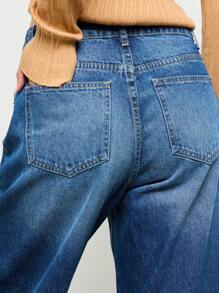 AiiRZ 设计师款宽松筒形裤腿优质牛仔宽脚牛仔裤高腰宽松直筒裤秋季时尚