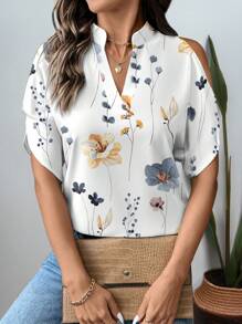 INAWLY Solva 夏季休闲花卉印花露肩衬衫 - 彩色 - 查看 3