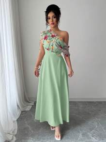 Elenzga Váy dài maxi thêu viền chuông thời trang thanh lịch đa năng kiểu Pháp cho nữ, xuân/hè - Nhiều màu - Xem 6