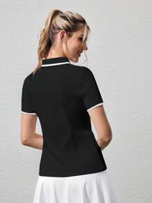 CourtClass 撞色镶边夏季短袖休闲运动 Polo 衫