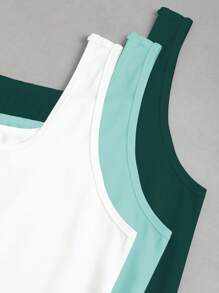 Flirla Plus Size Women Summer Short Square Neck Pleated Casual Tank Top - Multicolor - View 7