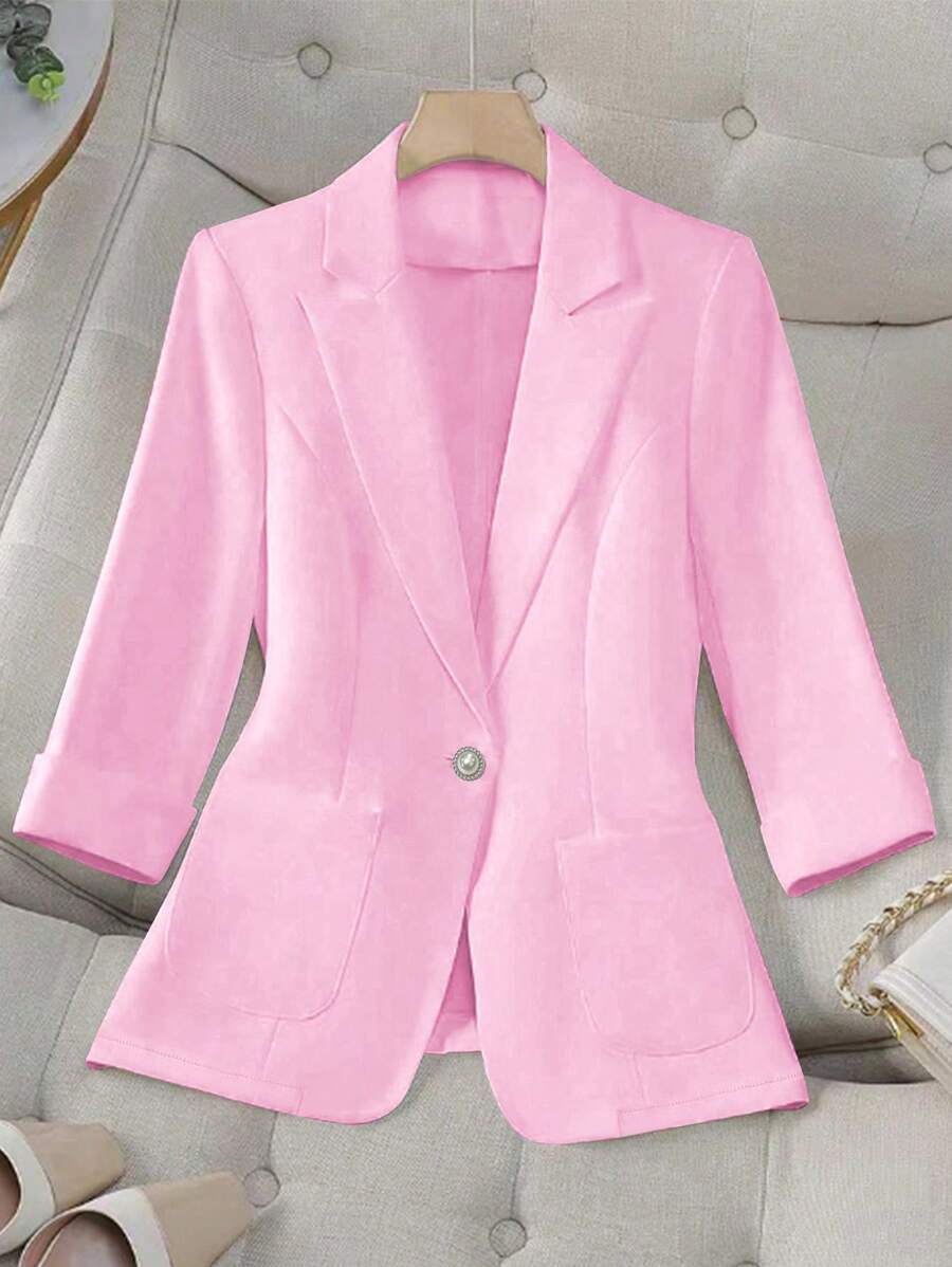Franclia Casual Solid Color Blazer Jacket, Suitable For Work And Daily Wear, Spring/Summer