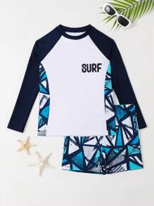 Traje De Baño Para Niño Con Estampado De Geo Para La Playa
