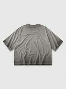 ROMWE MEN Grunge Punk Camiseta Folgada Lavada com Bordado de Estrelas para Homens, Moda Adequada para o Verão