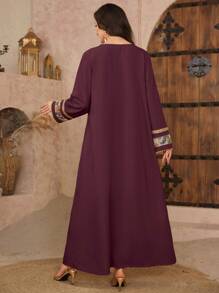 Al Najma Túnica con cinturón y estampado floral 3D y Vestido largo tradicional de Oriente Medio, para primavera/verano, modesto