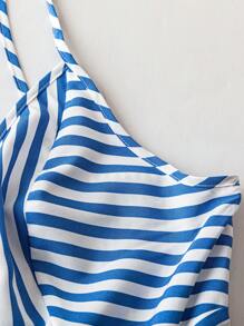 Breezaya Women Blue & White Striped Spaghetti Strap Mini Dress