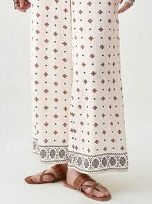 Florisole Women's Summer Elegant Vacation Apricot Floral Sleeveless Jumpsuit - Apricot - View 6
