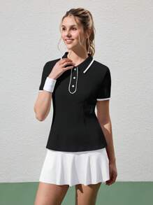 CourtClass 撞色镶边夏季短袖休闲运动 Polo 衫