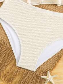 Bộ đồ lót tankini hở lưng và quần tam giác trang trí kim loại cho bé gái tuổi teen - Màu be - Xem 5