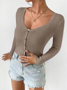 Chiquease Cárdigan De Mujeres Slim Fit Con Cierre Frontal De Botones