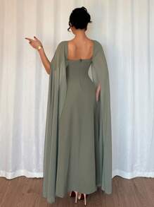 Selianne Váy khăn choàng nhẹ màu xanh lá cây dành cho nữ đi nghỉ dưỡng, mùa xuân/hè - màu xanh lá - Xem 2