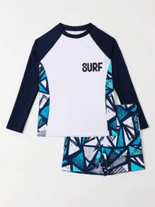 Traje De Baño Para Niño Con Estampado De Geo Para La Playa