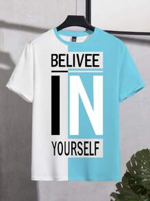 Manfinity Homme Men's Fashion Round Neck Short Sleeve T-Shirt, Suitable For Summer