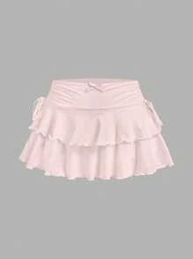 Soleia 2pcs Set Women's Casual Minimalist Ruched Waist A-Line Skirt,Concert Outfit Women,Cruise Outfits Women,Club Outfits Women Sexy