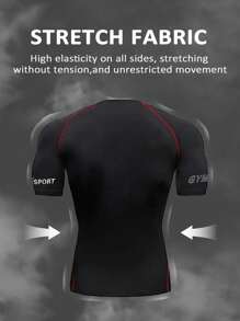 Manfinity Sport Corelite Men's Simple Print Short Sleeve Sports T-Shirt & Tank Top Set Workout Clothes Running Tees & Tanks