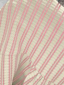 SHEIN Women Striped Cold Shoulder Maternity Top - Pink - View 7