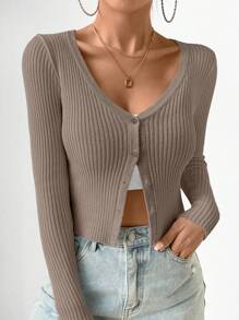 Chiquease Cárdigan De Mujeres Slim Fit Con Cierre Frontal De Botones