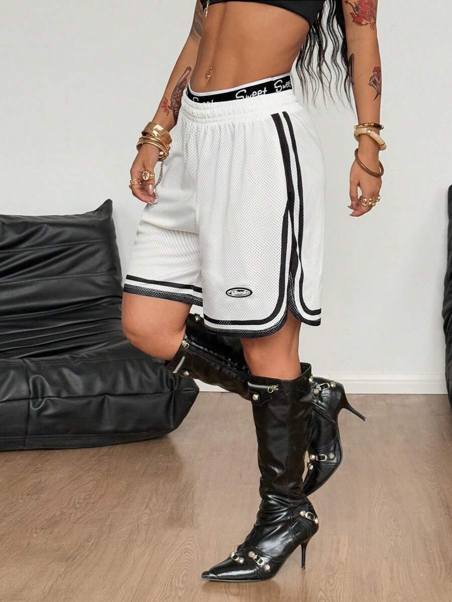 Coolane Women's Spring/Summer Streetwear Sportswear Breathable Mesh Sport Black Shorts ,Basketball Shorts,Flowy Shorts - White - View 1