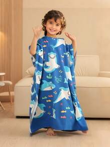 Poncho-Handtuch mit Haifisch-Kapuze für Jungen & Mädchen im Alter von 7-12 Jahren - super weich, saugfähig Strand- und Pool-Handtuch mit Kapuze Badezimmer Dekoration Sommer