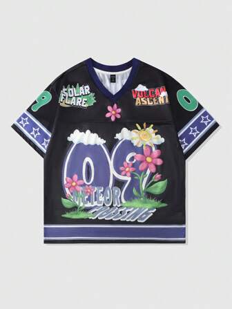 Prep Camiseta de manga corta deportiva de hombre con parches de tela de malla