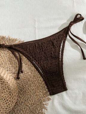 Swim Basics 女士纯色侧系腰假日休闲比基尼泳裤