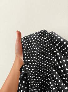 Flirla Váy hai dây in chấm bi mùa hè cỡ lớn, bó eo - màu đen - Xem 8