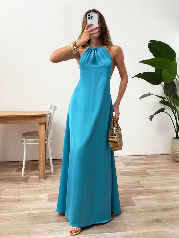 RueChic Rückenfreies Kleid mit Rüschensaum und Träger